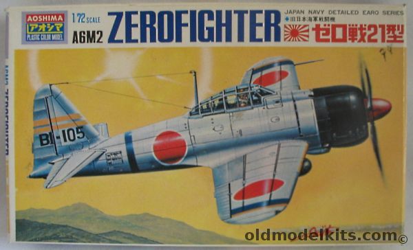 Aoshima 1/72 Mitsubishi A6M2 Zero Fighter, 308-100 plastic model kit